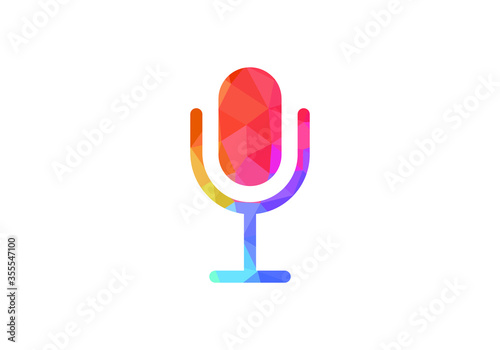 Microphone icon isolated on white background. Microphone icon simple sign. Microphone icon trendy and modern symbol for graphic and web design. Geometric  microphone, colorful microphone