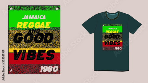 jamaica reggae and good vibes,t-shirt design mens fashion vector