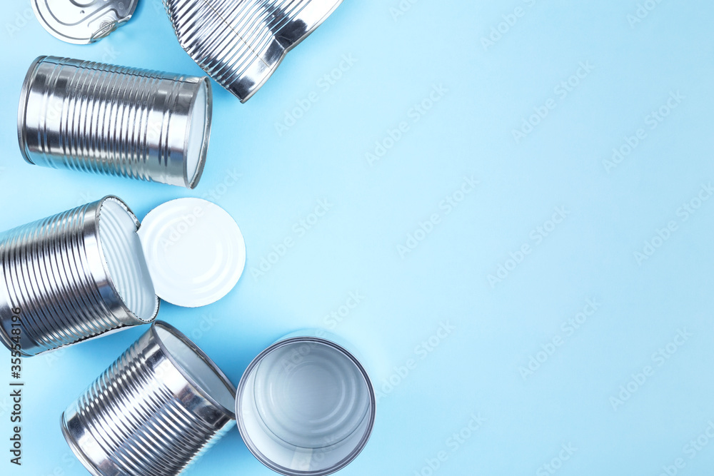 Concept of recycling metal. Flat lay. Copy space Concept of recycling metal. Flat lay. Copy space
