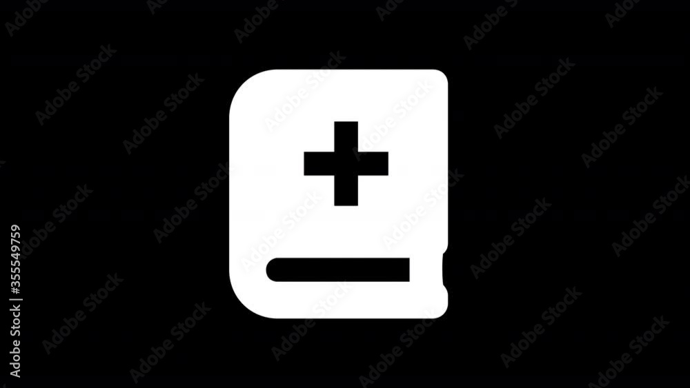 From the Glitch effect arises book medical symbol. Then the TV turns off. Alpha channel Premultiplied - Matted with color black From the Glitch effect arises book medical symbol. Then the TV turns off. Alpha channel Premultiplied - Matted with color black