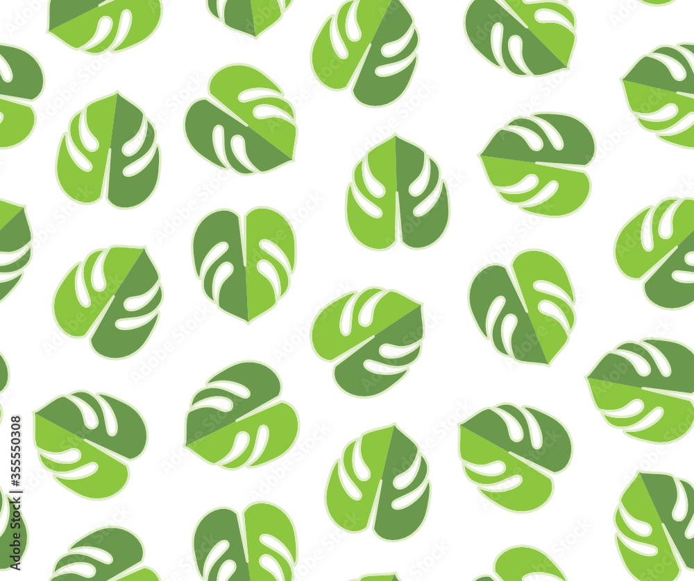 Trendy Monstera Leaf Seamless Pattern, Repeat Pattern, Vector Illustration Background Trendy Monstera Leaf Seamless Pattern, Repeat Pattern, Vector Illustration Background