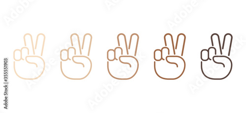 Hand Peace Sign, Colored Skin Peace Sign Vector Icon Symbol Illustration Background