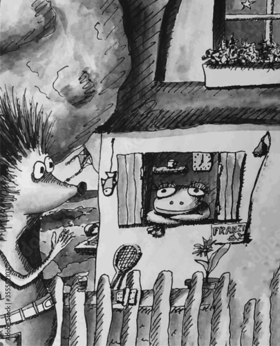 Igel besucht Frosch, Illustration