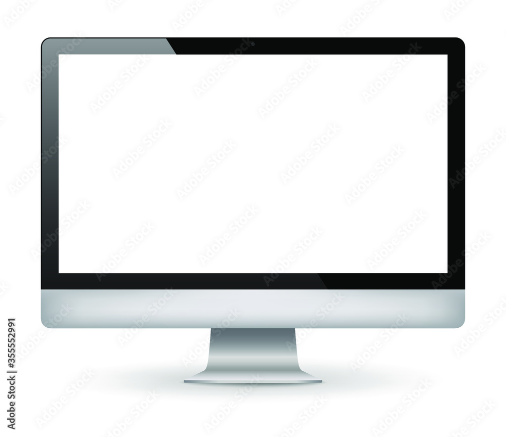 Realistic computer monitor isolated on transparent background. Vector mockup. Vector illustration Realistic computer monitor isolated on transparent background. Vector mockup. Vector illustration