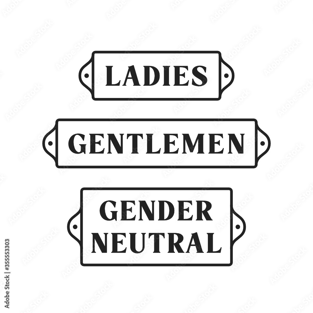 Ladies, Gentlemen, Gender Neutral Restroom Sign, Bathroom Sign Panel Vector Illustration Ladies, Gentlemen, Gender Neutral Restroom Sign, Bathroom Sign Panel Vector Illustration