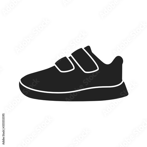 Black Silhouette Shoes, Toddler Shoes, Walking Shoes Vector Illustration Background