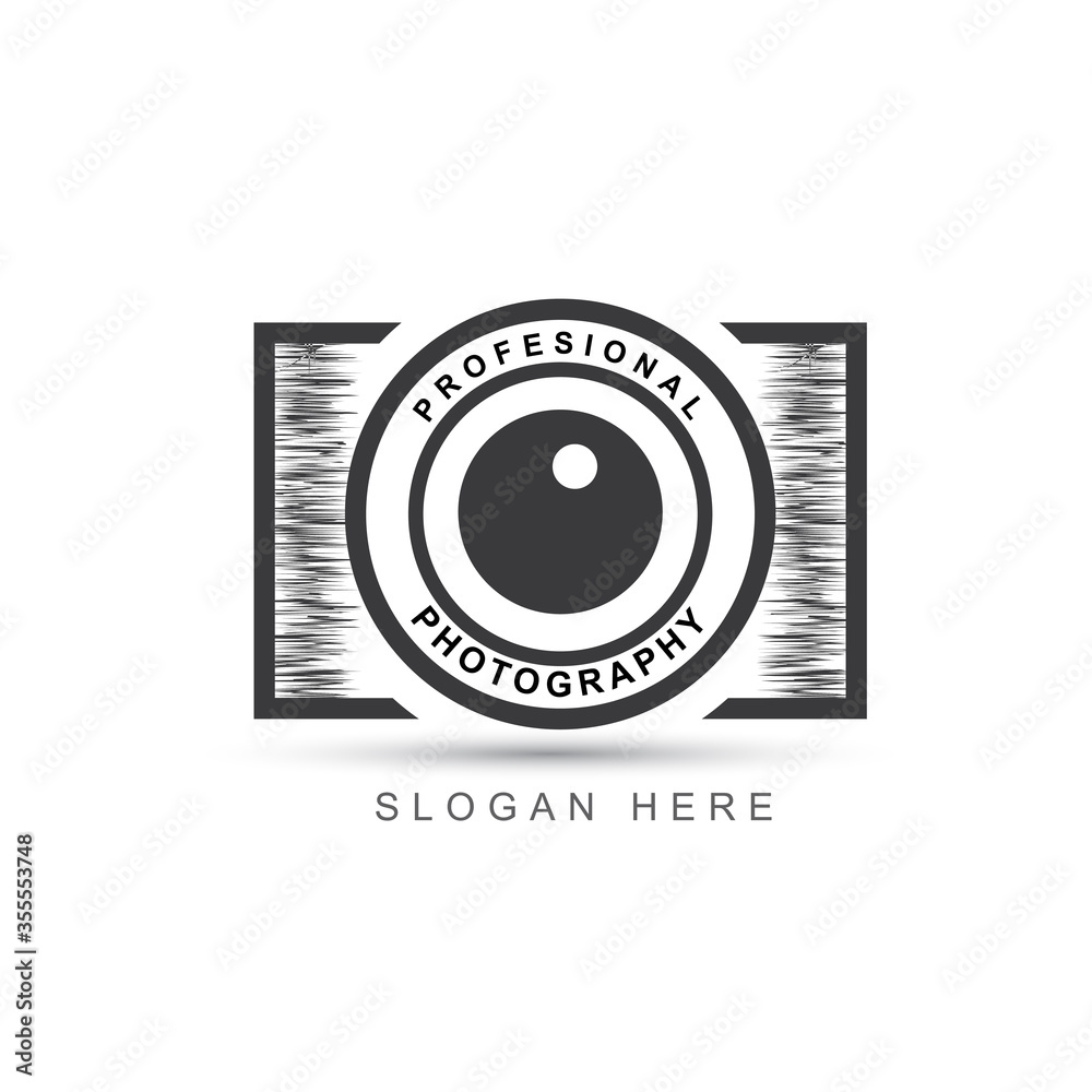 Fotografie Camera photography logo icon design template with shutter and lens shape element