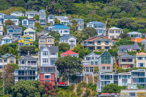 Traditional residential houses at Mount Victoria in Wellington, New Zealand