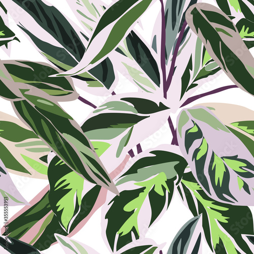 Abstract seamless pattern with leaves. Vector background for various surface. Trendy hand drawn textures.