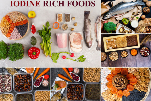assortment of Food rich of iodine