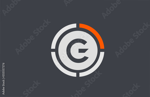orange grey G alphabet letter logo icon design for business and company