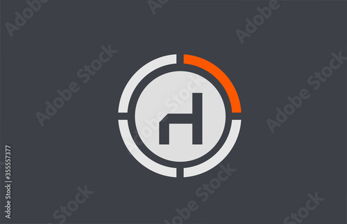 orange grey H alphabet letter logo icon design for business and company