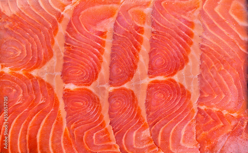 Salted salmon sliced on a slate board