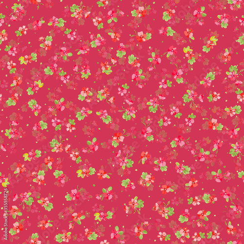 Complex multi-layered floral pattern in small flowers of dogroses. Trendy millefleurs. Elegant template for fashion prints