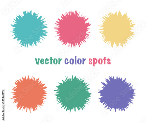 Set of color editable sharp spots. Bright crystal circles. Summer abstract shapes for your design