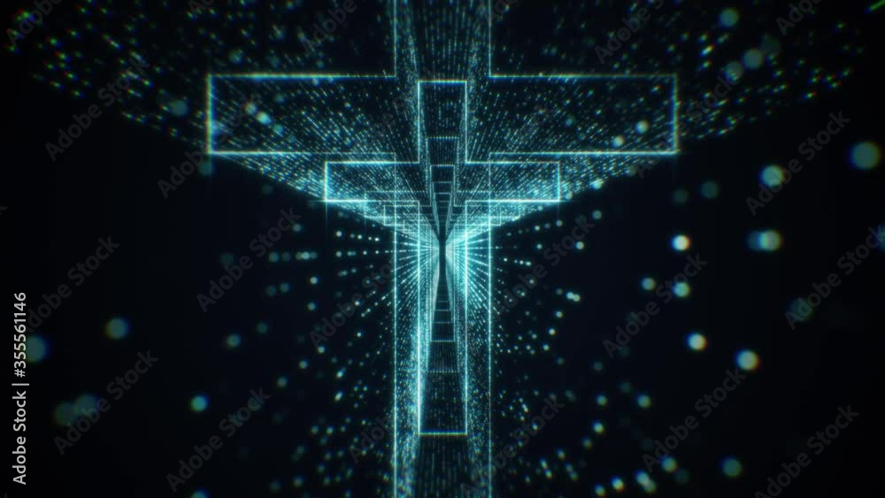 Modern Blue Particle Holy Cross Tunnel Looping Background