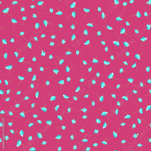 Seamless ditsy pattern in small cute wild flowers. Simple bouquets. Liberty style millefleurs. Floral background for textile, wallpaper, pattern fills, covers, surface, print, wrap, scrapbooking, deco