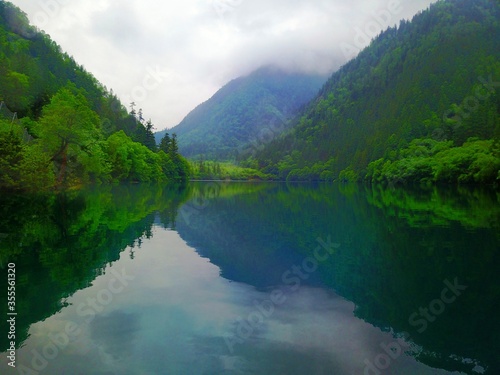 mountain lake in the mountains.Jiuzhai Valley National Park (九寨沟国家公园)