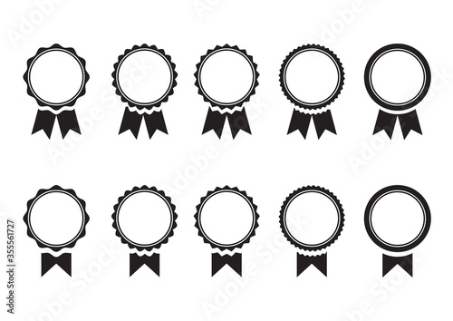 black  ribbon and banner. set of premium quality and guarantee labels isolated on white background. vector illustration