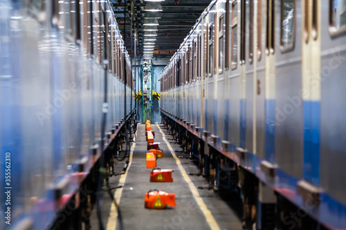 Subway train metro depot