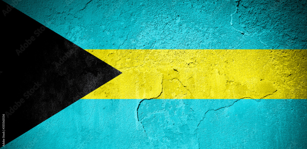 Bahamas flag on cracked wall