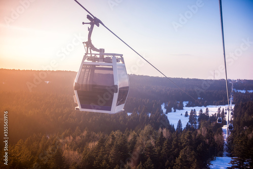 Cable car running between Uludağ National park and Bursa city center