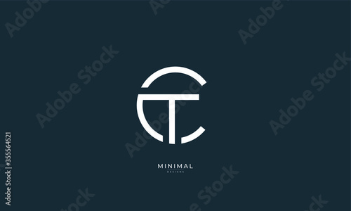 Alphabet letter icon logo CT or TC