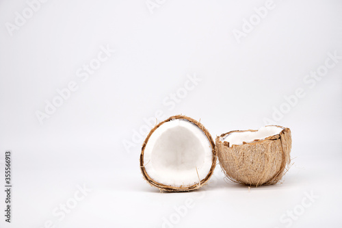 Coconut, Cracked open with white background