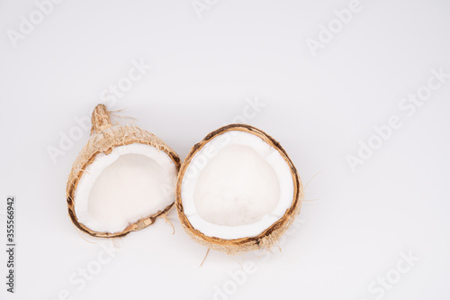 Coconut, Cracked open with white background