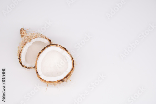 Coconut, Cracked open with white background