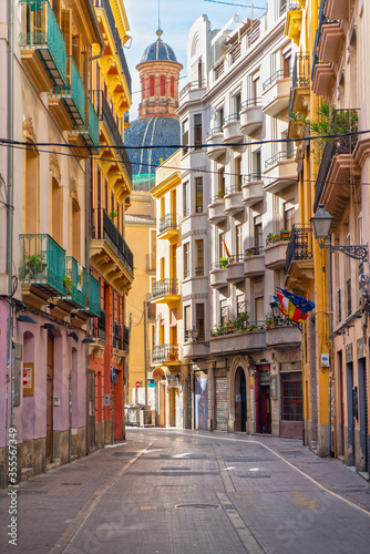 Street of the old town in the center of Valencia, Spain