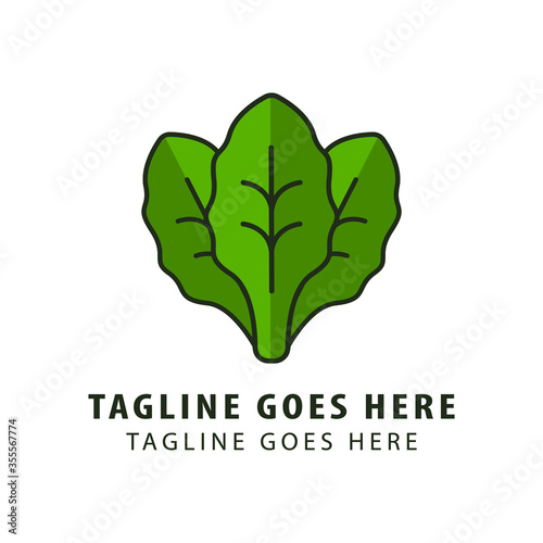 Spinach leaves illustration. Simple elegant style green leaves of spinach vegetable salad