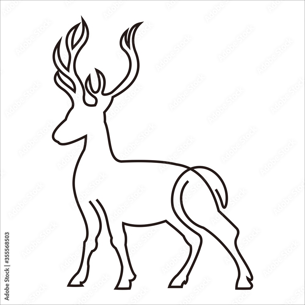 creative simple line deer concept designs logo vector
