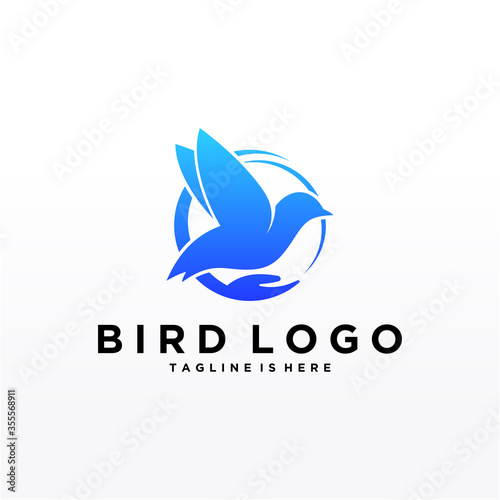 Abstract Bird Logo design vector template. Creative Dove Logotype business technology concept symbol icon.