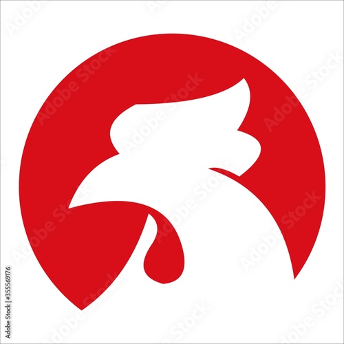 Circle rooster designs template logo vector