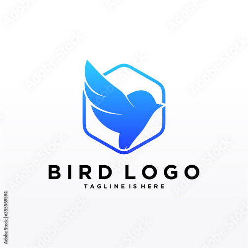 Abstract Bird Logo design vector template. Creative Dove Logotype business technology concept symbol icon.