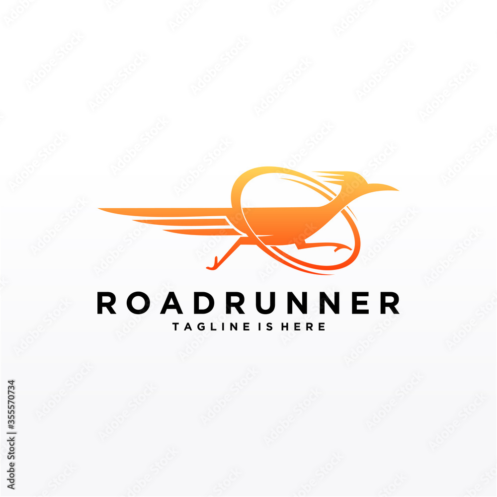 Roadrunner bird abstract minimal simple geometric logo design icon template silhouette isolated with white background Roadrunner bird abstract minimal simple geometric logo design icon template silhouette isolated with white background