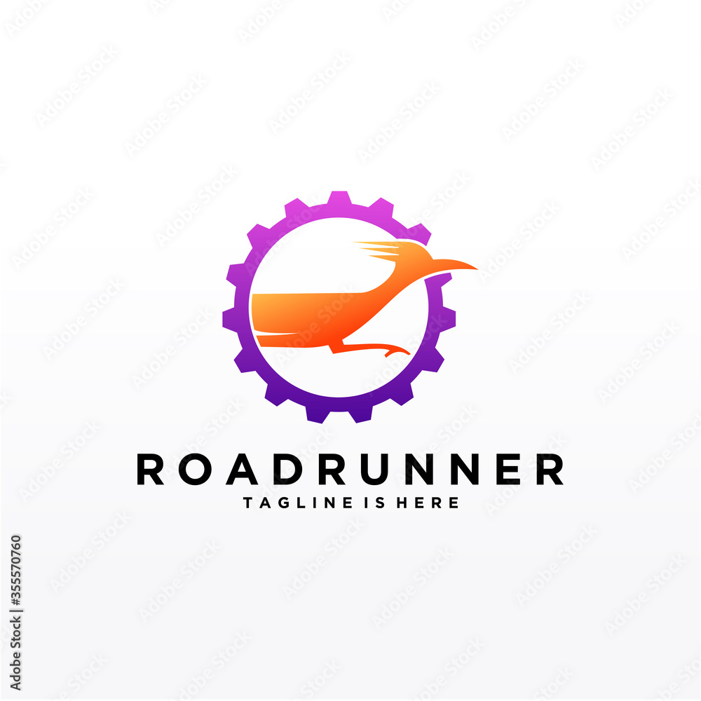 Roadrunner bird abstract minimal simple geometric logo design icon template silhouette isolated with white background Roadrunner bird abstract minimal simple geometric logo design icon template silhouette isolated with white background
