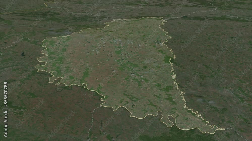 Ternopil', region with its capital, zoomed and extruded on the satellite map of Ukraine in the conformal Stereographic projection. Animation 3D Ternopil', region with its capital, zoomed and extruded on the satellite map of Ukraine in the conformal Stereographic projection. Animation 3D