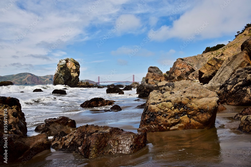 Scenic views of the Golden Gate Bridge in lovely San Francisco Scenic views of the Golden Gate Bridge in lovely San Francisco