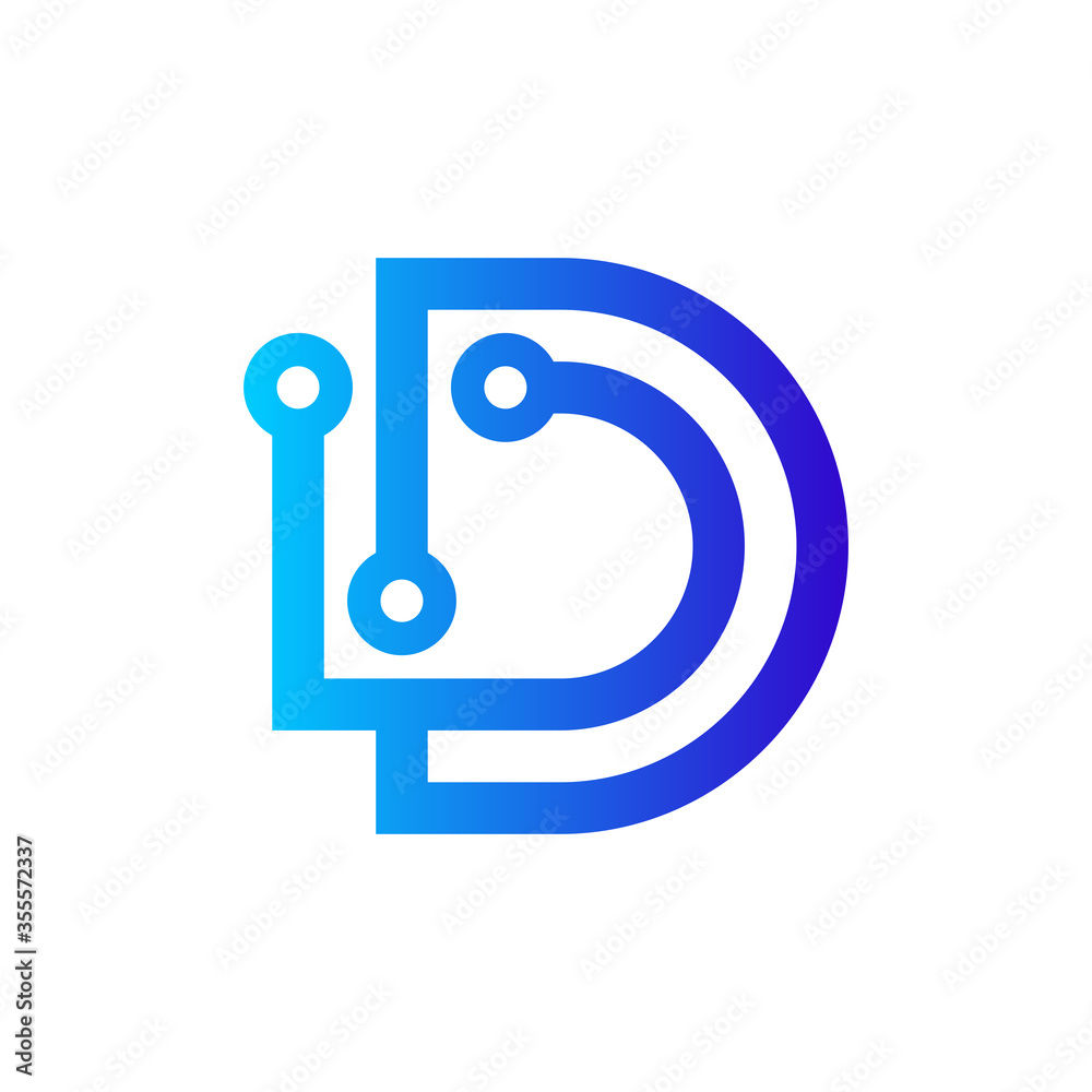 Initial Letter D Digital Tech Logo Design Template Initial Letter D Digital Tech Logo Design Template