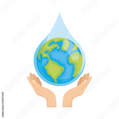 hands lifting earth planet water day