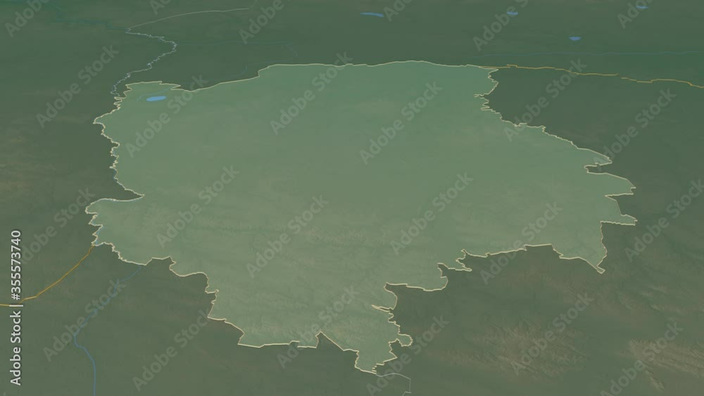 Volyn, region with its capital, zoomed and extruded on the relief map of Ukraine in the conformal Stereographic projection. Animation 3D Volyn, region with its capital, zoomed and extruded on the relief map of Ukraine in the conformal Stereographic projection. Animation 3D