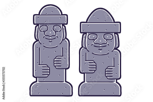 Vector illustrations set of Dol hareubang. Dol hareubang is stone statue of Jeju Island and a representative landmark of Jeju Island.