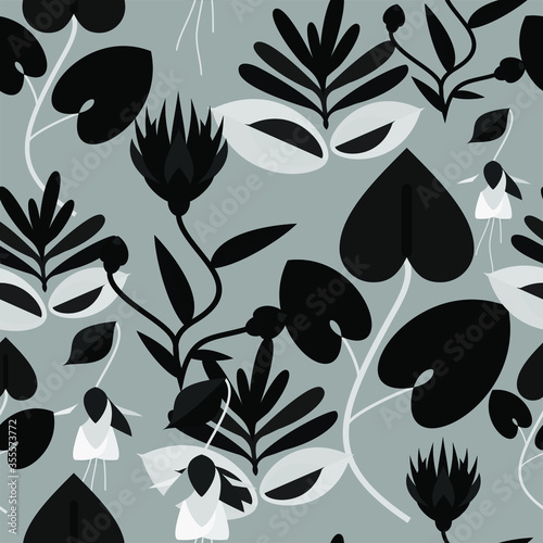 Cute Black And White Flower Pattern Seamless