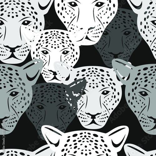 Cute Black And White Jaguar Pattern Seamless