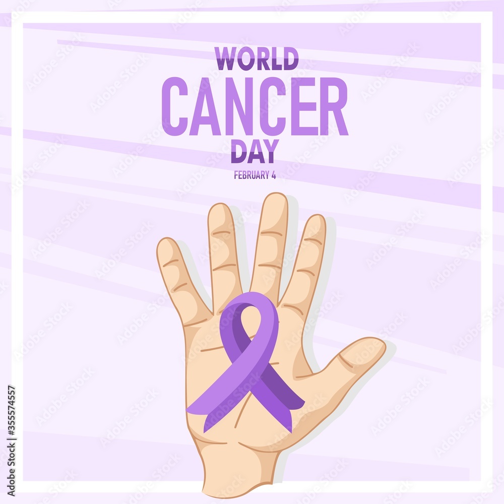 Fototapeta premium World Cancer Day. Cancer Awareness icon design for poster, banner, t-shirt. 4th February world Cancer Day vector illustration.