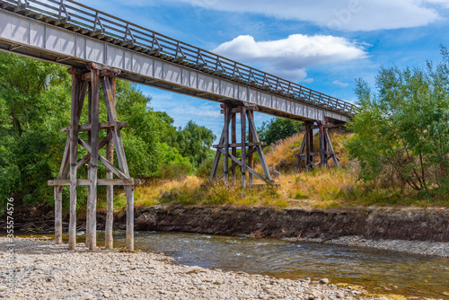 Bridge as a part of Central Otago Railway bicycle trail in New Zealand photo