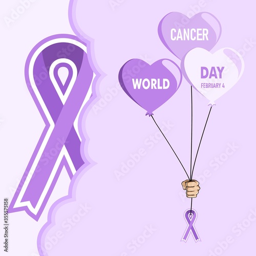 World Cancer Day. Cancer Awareness icon design for poster, banner, t-shirt.  4th February world Cancer Day vector illustration. © Halim