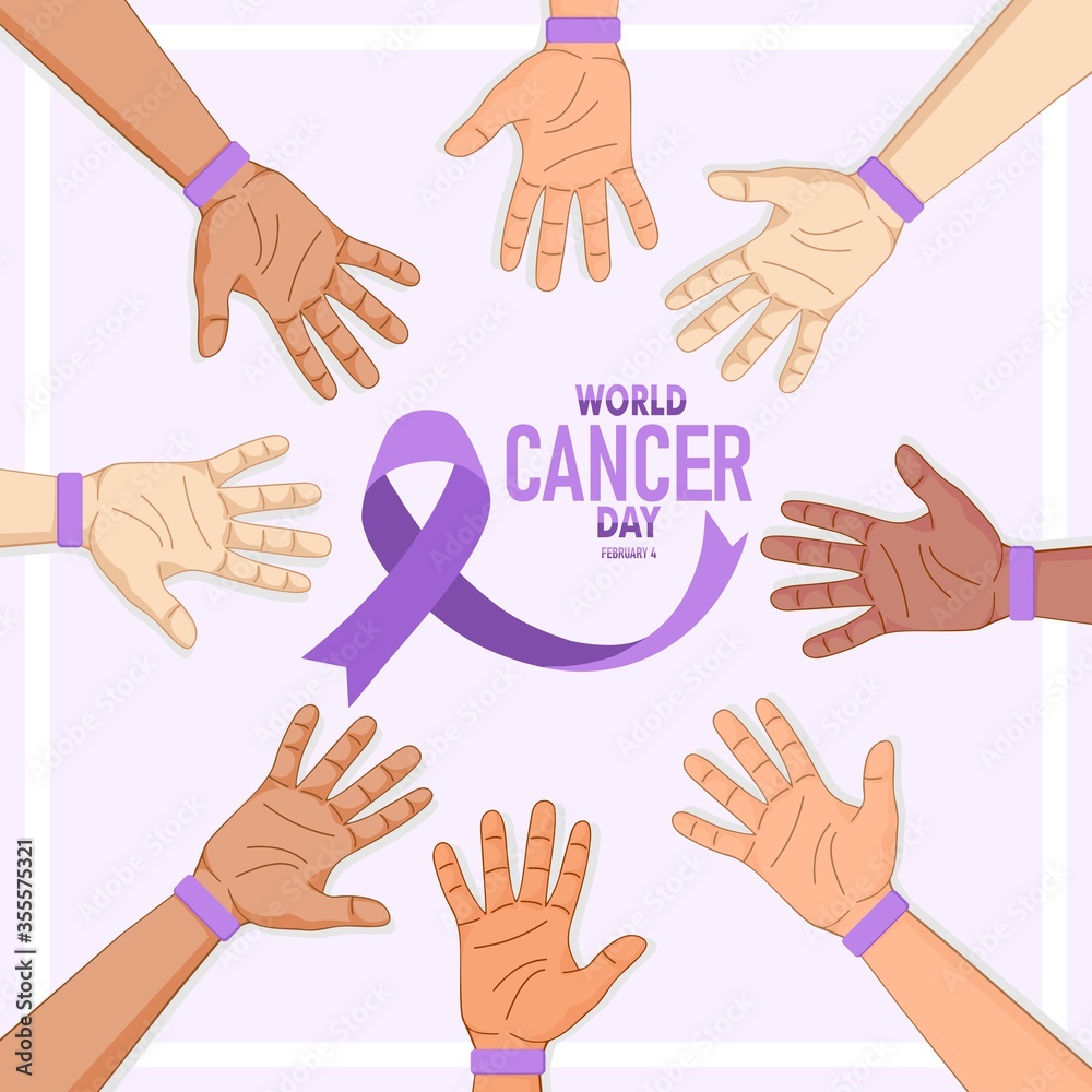 Obraz premium World Cancer Day. Cancer Awareness icon design for poster, banner, t-shirt. 4th February world Cancer Day vector illustration.